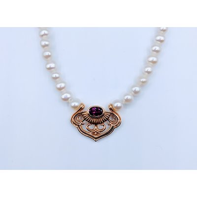 Necklace Pearl and Tourmaline 14KY 18" 218100201 Necklace Pearl and Tourmaline 14KY 18" 218100201