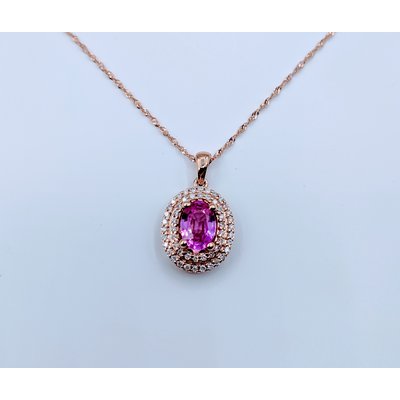 Pendant 14KR .22 DI .98 CT PINK SAPP W/CH Pendant 14KR .22 DI .98 CT PINK SAPP W/CH