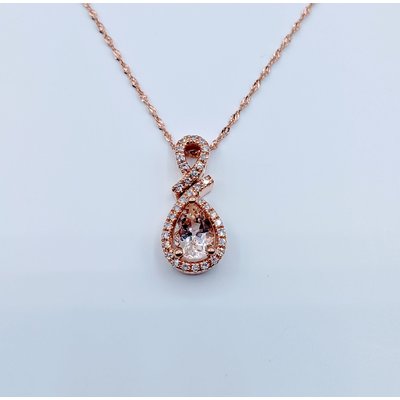 Pendant 14KR .18 DI .58 CT MORGANITE W/CH Pendant 14KR .18 DI .58 CT MORGANITE W/CH