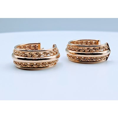 Earrings Plain & Rope Hoop 14ky 419070416 Earrings Plain & Rope Hoop 14ky 419070416