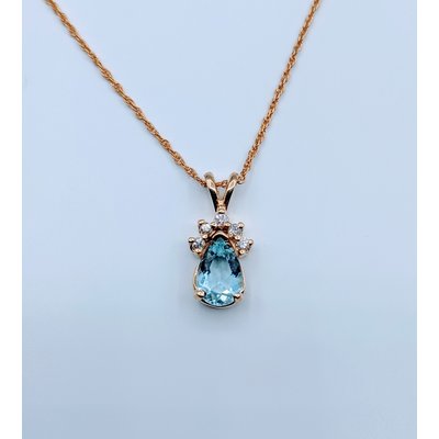 Pendant Aquamarine & Dia 14ky 119070055 Pendant Aquamarine & Dia 14ky 119070055