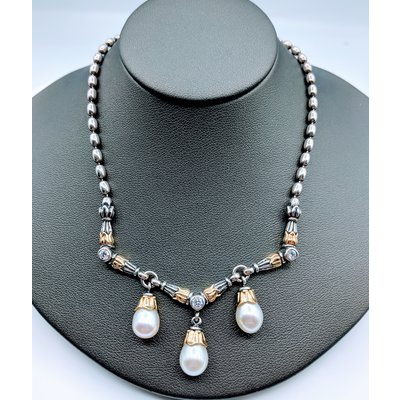 Necklace Lagos Arcadian Pearl/Diamond 18k/SS 16" 219050094 Necklace Lagos Arcadian Pearl/Diamond 18k/SS 16" 219050094