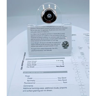 Diamond 2.15ct GIA I1, H Color, VG Diamond 2.15ct GIA I1, H Color, VG