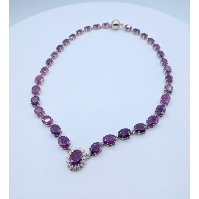 Necklace Ruby Tennis Style 60+ctw 14ky 16" 219060005 Necklace Ruby Tennis Style 60+ctw 14ky 16" 219060005