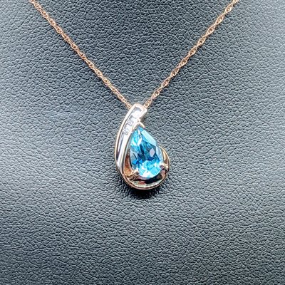 Pendant Blue Topaz & Dia 10ky 18" 119090007 Pendant Blue Topaz & Dia 10ky 18" 119090007