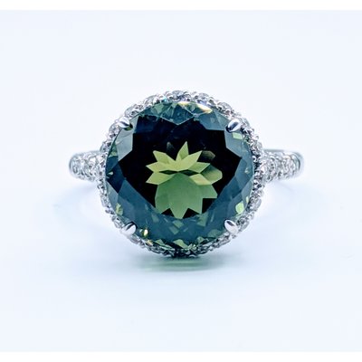 Ring Lombardi Green 7ct Tourmaline .75ctw Diamond 18kw Sz7.5 219030053 Ring Lombardi Green 7ct Tourmaline .75ctw Diamond 18kw Sz7.5 219030053
