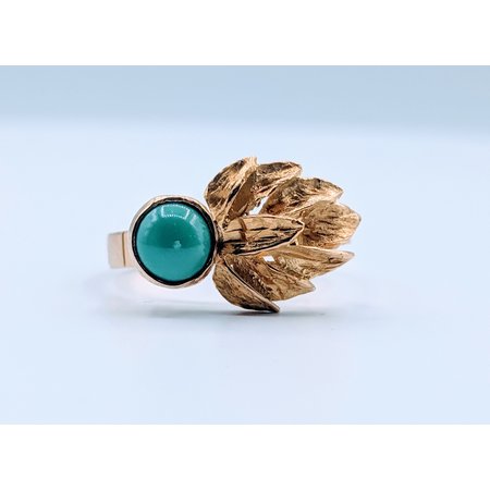 Ring Turquoise Leaf 18ky Sz7.75 219100047