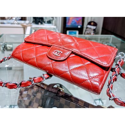 Chanel Matelasse Chain Leather Red Quilted 119110002 Chanel Matelasse Chain Leather Red Quilted 119110002