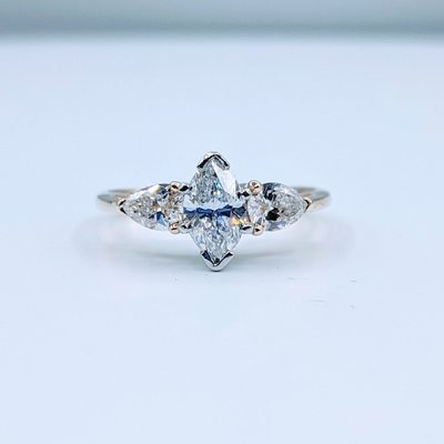 Ring 3-Stone Marquise & Pear Diamond 1.0ctw 14ky Sz5.5 219110044 Ring 3-Stone Marquise & Pear Diamond 1.0ctw 14ky Sz5.5 219110044