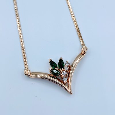Necklace 14ky Emerald & Diamond "V" 14ky 16" 219110050 Necklace 14ky Emerald & Diamond "V" 14ky 16" 219110050
