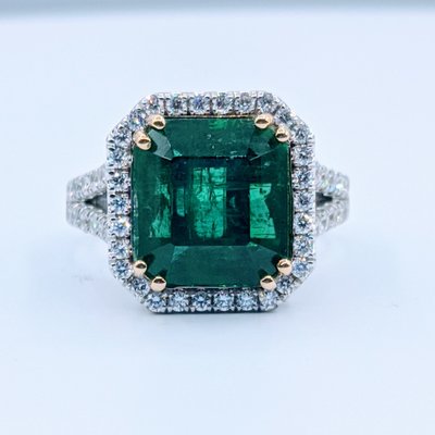 Ring Emerald & Diamond 7.03ct 18kw Sz 6.5 219110053 Ring Emerald & Diamond 7.03ct 18kw Sz 6.5 219110053