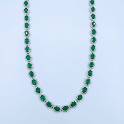 Necklace Emerald 20.67ctw Diamond 6.67ctw 14kw 17" 219110064 Necklace Emerald 20.67ctw Diamond 6.67ctw 14kw 17" 219110064