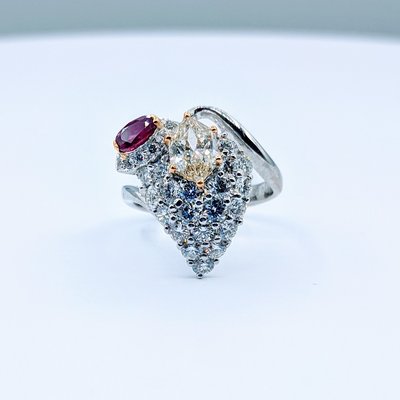 Ring Yellow Diamond 1.29 Ruby .36ct 18kw Sz6.5 219110068 Ring Yellow Diamond 1.29 Ruby .36ct 18kw Sz6.5 219110068