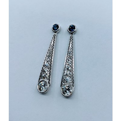 Earrings Vintage Sapphire & Diamond Platinum 119110113 Earrings Vintage Sapphire & Diamond Platinum 119110113