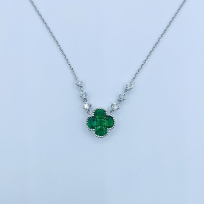 Necklace Emerald .79ctw Diamond .29ctw 18kw 16" 219110071 Necklace Emerald .79ctw Diamond .29ctw 18kw 16" 219110071