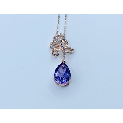 Pendant 9.5x7mm Amethyst Drop & Diamond 10kr 119110161 Pendant 9.5x7mm Amethyst Drop & Diamond 10kr 119110161
