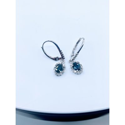 Earring 5x4mm Sapphire & Diamond 10kw 119110163 Earring 5x4mm Sapphire & Diamond 10kw 119110163