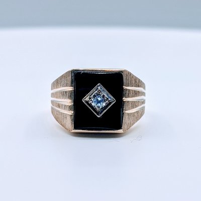 Ring Onyx & .10ct Diamond 10ky Sz9.75 419110574 Ring Onyx & .10ct Diamond 10ky Sz9.75 419110574