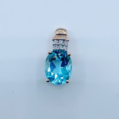 Pendant 10x8mm Topaz & Diamond 14ky 119110198 Pendant 10x8mm Topaz & Diamond 14ky 119110198