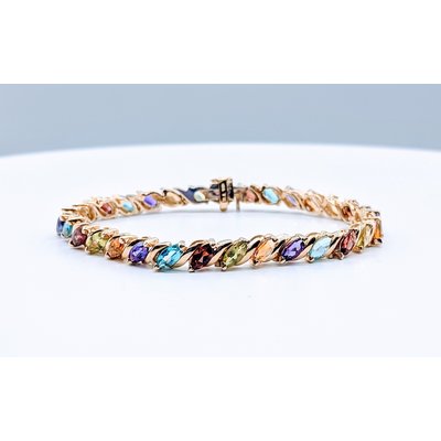 Bracelet 30 Marquise Stones (Peridot, Citrine, Amethyst, Garnet, Blue Topaz) 14ky 4191106786 Bracelet 30 Marquise Stones (Peridot, Citrine, Amethyst, Garnet, Blue Topaz) 14ky 4191106786