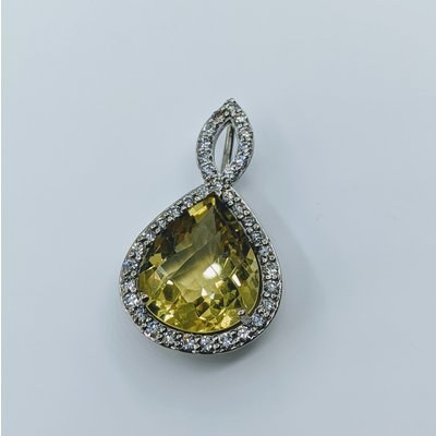 Pendant 12ct Lemon Citrine 1.00ctw Diamond 14kw 219120090 Pendant 12ct Lemon Citrine 1.00ctw Diamond 14kw 219120090