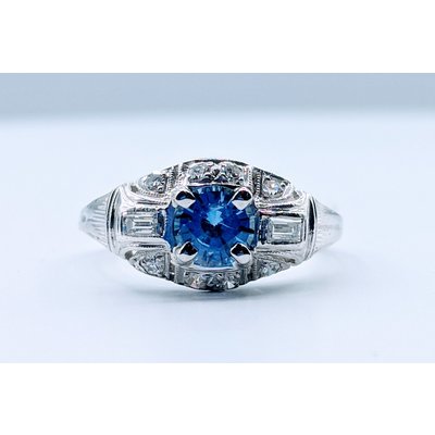 Ring .74ct Sapphire & Diamond Platinum Sz7.5 119050038 Ring .74ct Sapphire & Diamond Platinum Sz7.5 119050038