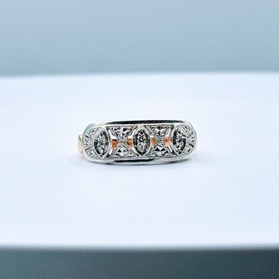 Ring Vintage Diamond(.05ctw)14ktt Sz6 4pc-3 Ring Vintage Diamond(.05ctw)14ktt Sz6 4pc-3