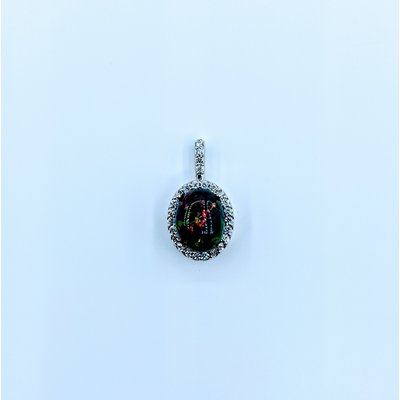 Pendant 1.23ct Ethiopian Opal 1/6ctw Diamond 14kw 119120156 Pendant 1.23ct Ethiopian Opal 1/6ctw Diamond 14kw 119120156