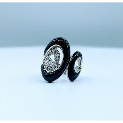 Ring Belle Etoile Black Enamel & Cz SS Sz7 219120029 Ring Belle Etoile Black Enamel & Cz SS Sz7 219120029