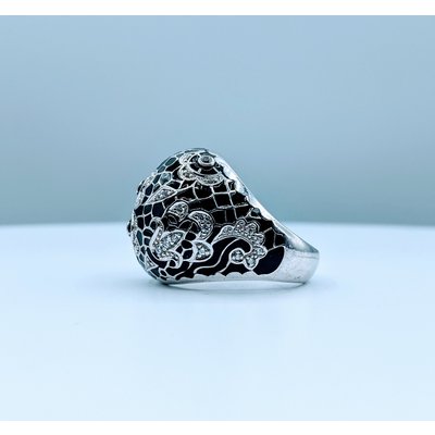 Ring Belle Etoile Black Enamel & Cz SS Sz9 219120027 Ring Belle Etoile Black Enamel & Cz SS Sz9 219120027