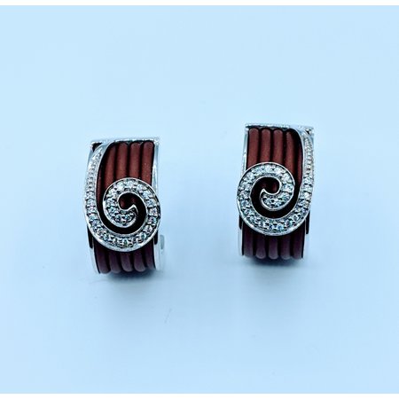 Earrings Belle Etoile Brown Rubber & Cz SS 219120051