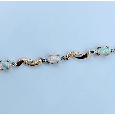 Bracelet Cr. Opal & Diamond 10ky 7" 119110167 Bracelet Cr. Opal & Diamond 10ky 7" 119110167