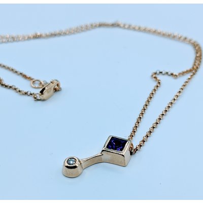 Necklace .07ct G SI2 Diamond .20ct Amethyst 16" 14ky 120010058 Necklace .07ct G SI2 Diamond .20ct Amethyst 16" 14ky 120010058