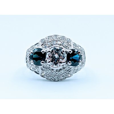 Ring 1.00ct Diamond & Sapphire Platinum Vintage Sz6 119050006 Ring 1.00ct Diamond & Sapphire Platinum Vintage Sz6 119050006