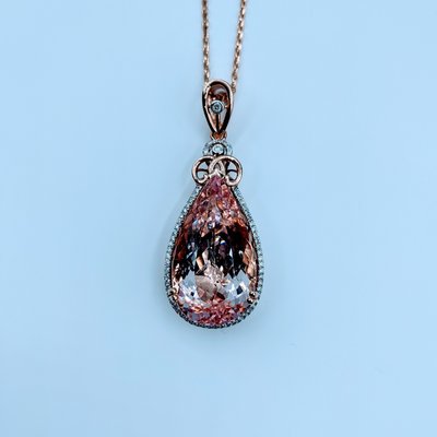 Pendant 27.07ct Morganite .36ctw Diamond 17" 14kr 220020088 Pendant 27.07ct Morganite .36ctw Diamond 17" 14kr 220020088