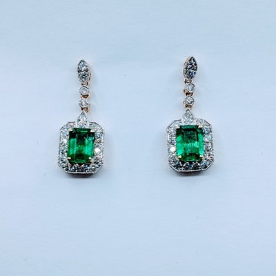 Earrings 2.86ctw Emerald .93ctw Diamond 14ktt 220020081 Earrings 2.86ctw Emerald .93ctw Diamond 14ktt 220020081