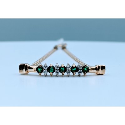 Bracelet .25ctw Emerald .08ctw Diamond 7" 14ky 220020099 Bracelet .25ctw Emerald .08ctw Diamond 7" 14ky 220020099