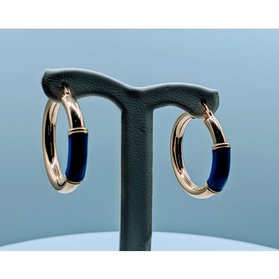 Earrings Hoop Blue Accent 14ky 120020030 Earrings Hoop Blue Accent 14ky 120020030