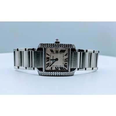 Watch Cartier Tank Midsize Francaise Aftermarket Diamonds 320020002 Watch Cartier Tank Midsize Francaise Aftermarket Diamonds 320020002