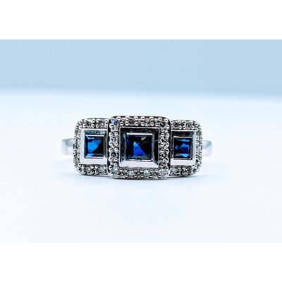 Ring .33ctw Sapphire .05ctw Diamond 10kw Sz8 120030026 Ring .33ctw Sapphire .05ctw Diamond 10kw Sz8 120030026