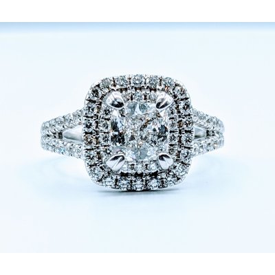 Ring 1.02ct Cushion 5/8ctw Diamond Band 18kw Sz6 120030048 Ring 1.02ct Cushion 5/8ctw Diamond Band 18kw Sz6 120030048
