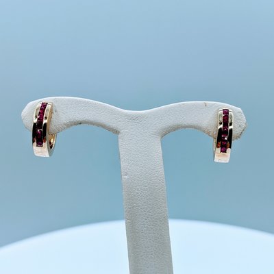 Earrings .25ctw Ruby Huggies 14ky 220030009 Earrings .25ctw Ruby Huggies 14ky 220030009