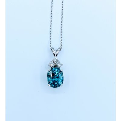 Pendant 7.35ct Blue Zircon .18ctw Diamond 14kw 119120155 Pendant 7.35ct Blue Zircon .18ctw Diamond 14kw 119120155