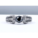  Ring .60ct Round Diamond .25ctw Black and White Diamonds 10kw Sz6.5 221020032