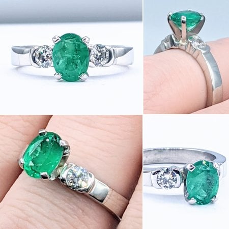 Ring 1.00ct Emerald .40ctw Diamond Platinum Sz6.5 120090126