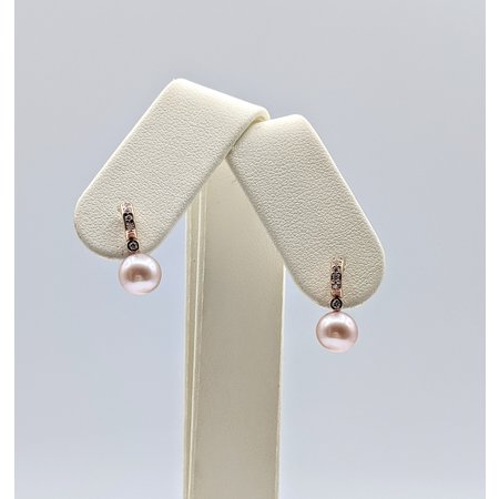 Earrings .10ctw Round Diamonds 7mm Pearls 14kr 121080080