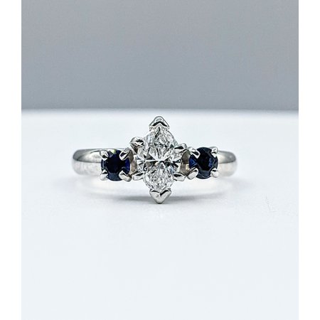 Ring .50ct Marquise Diamond .25ctw Sapphires 14kw Sz5.5 221090074