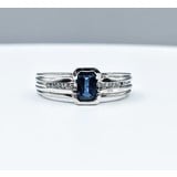  Ring .16ctw Round Diamonds .75ct Sapphire 14kw Sz6 221090078