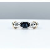  Ring .03ctw Round Diamonds 4x6mm Sapphire 14ktt Sz5 221110049