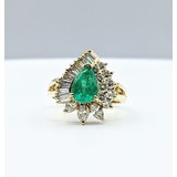  Ring .96ctw Round & Baguette Diamonds .80ct Emerald 18ky Sz6 221110084